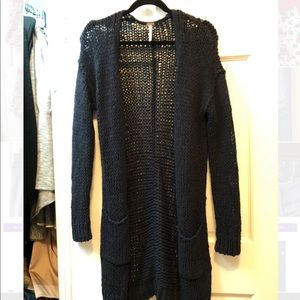 Free people Navy knit oversize cardigan size small